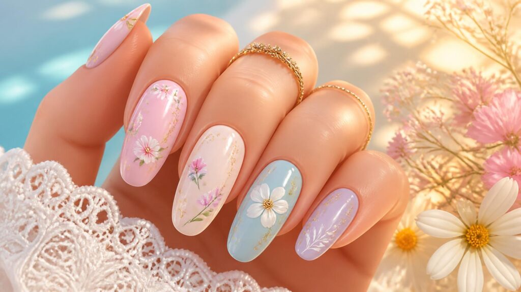 floral nail art