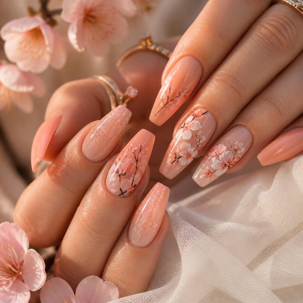 Peach Blossom Nails