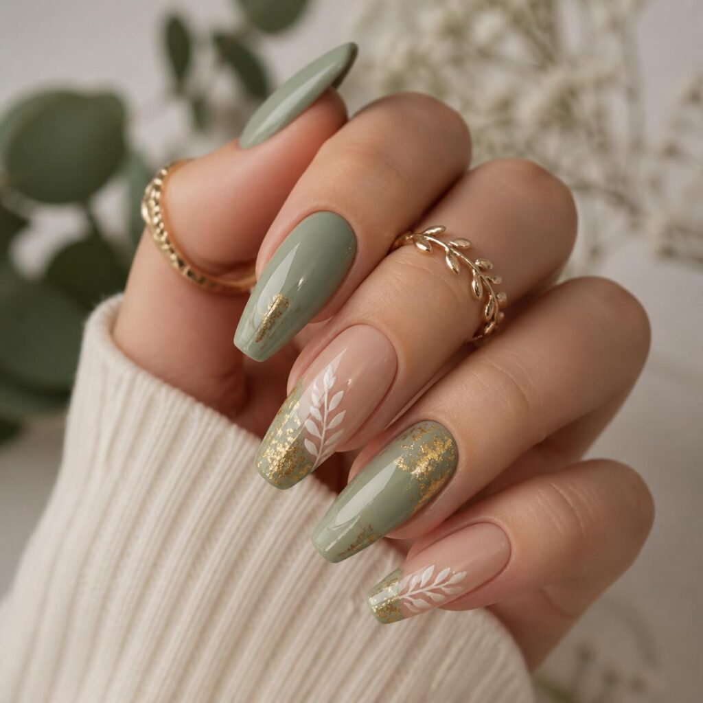 Sage Green Minimalist Nails