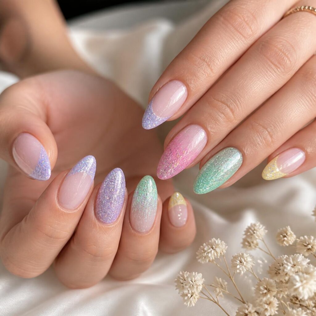 Glitter Spring Nails