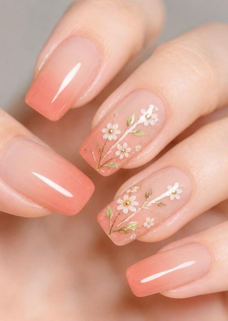 floral square nails