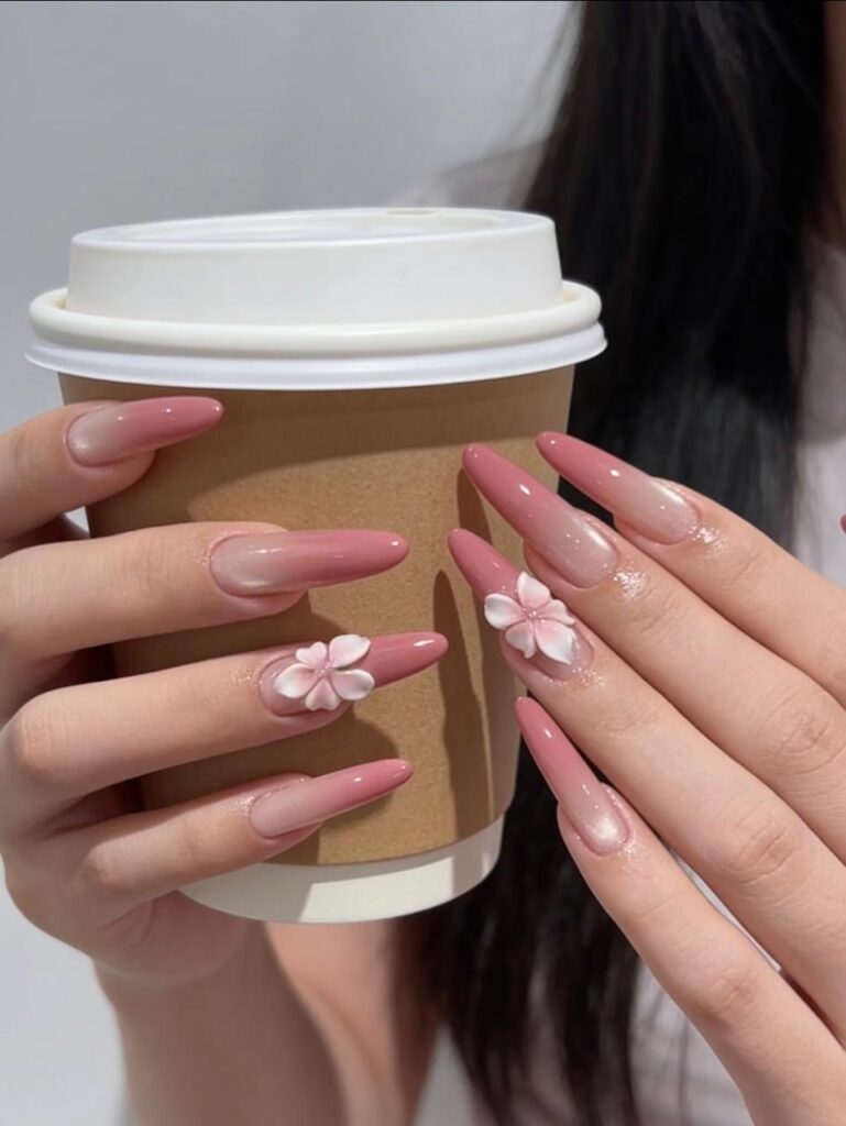 Soft baby pink nail art