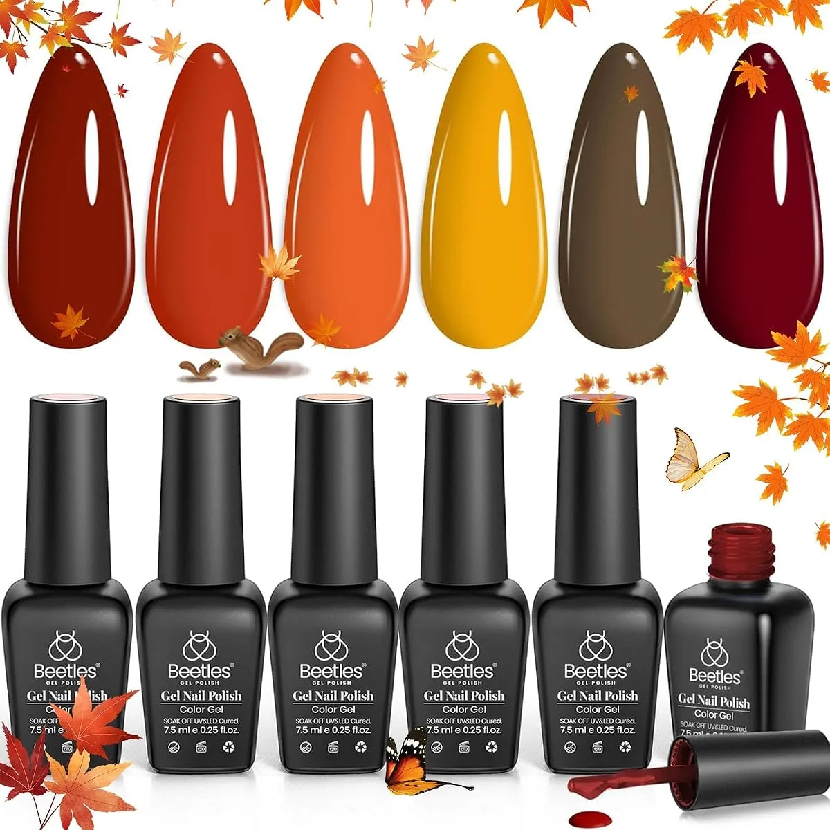Beetles autumn colors gel set with brick terracotta swatch tips