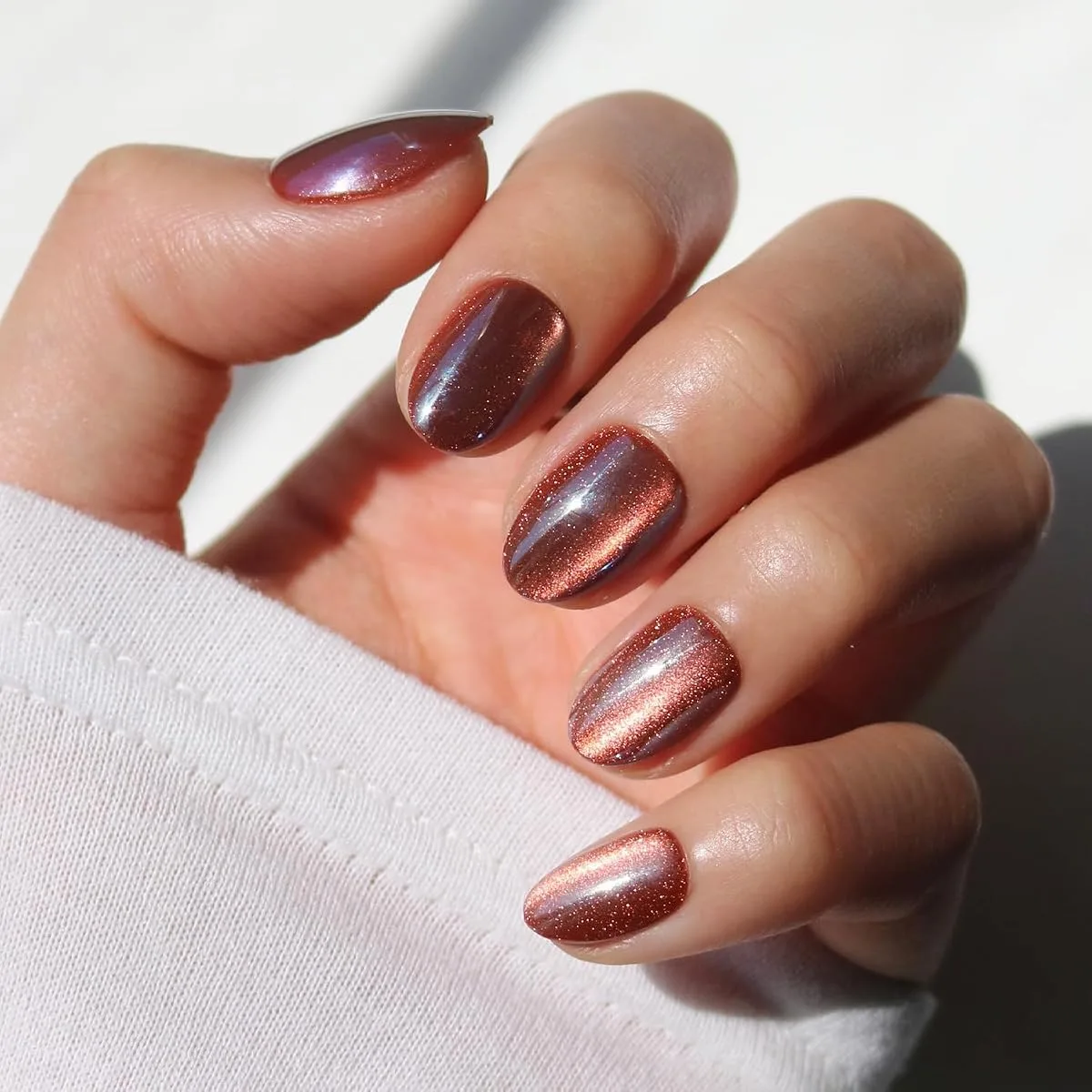 Brown Flower Almond Nails - image 2