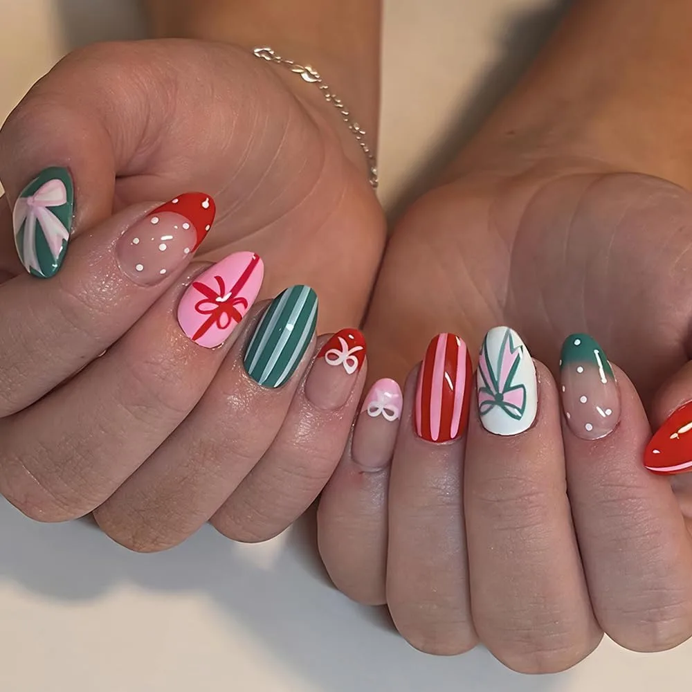 gift bow nail art - image 2