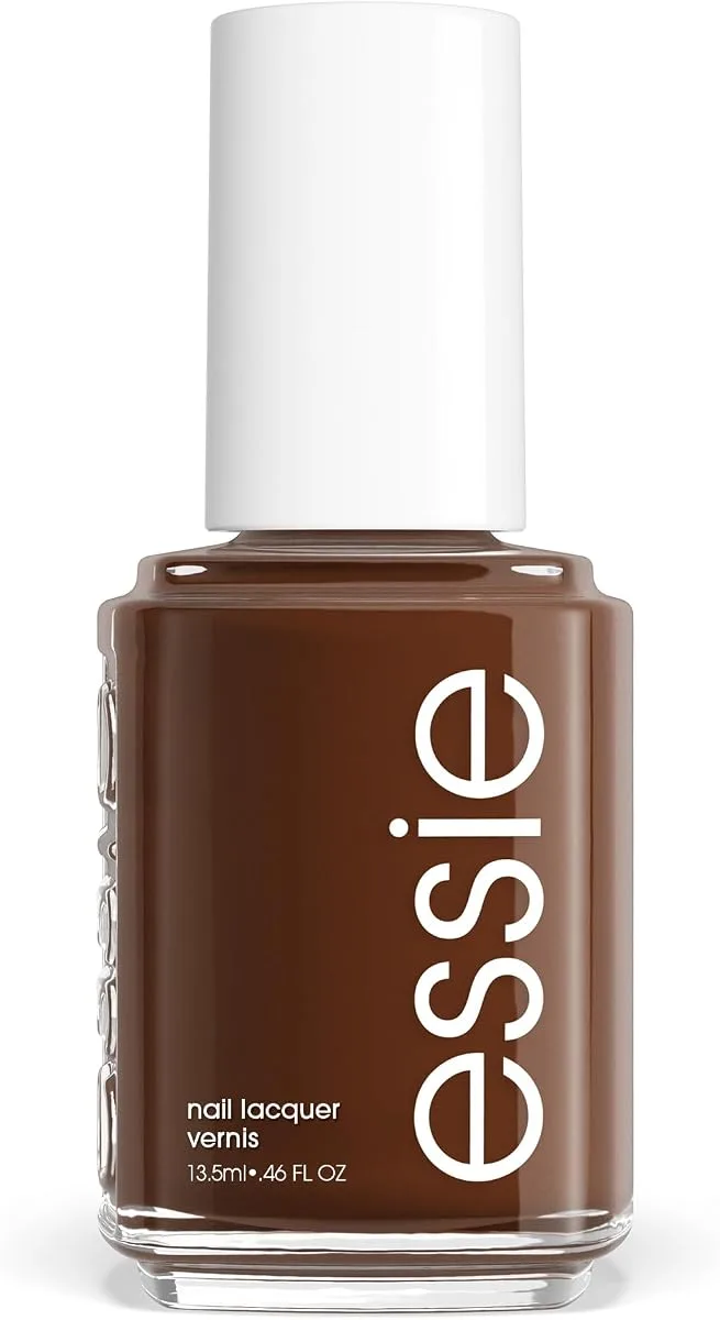 essie chocolate brown regular nail lacquer single bottle with white cap