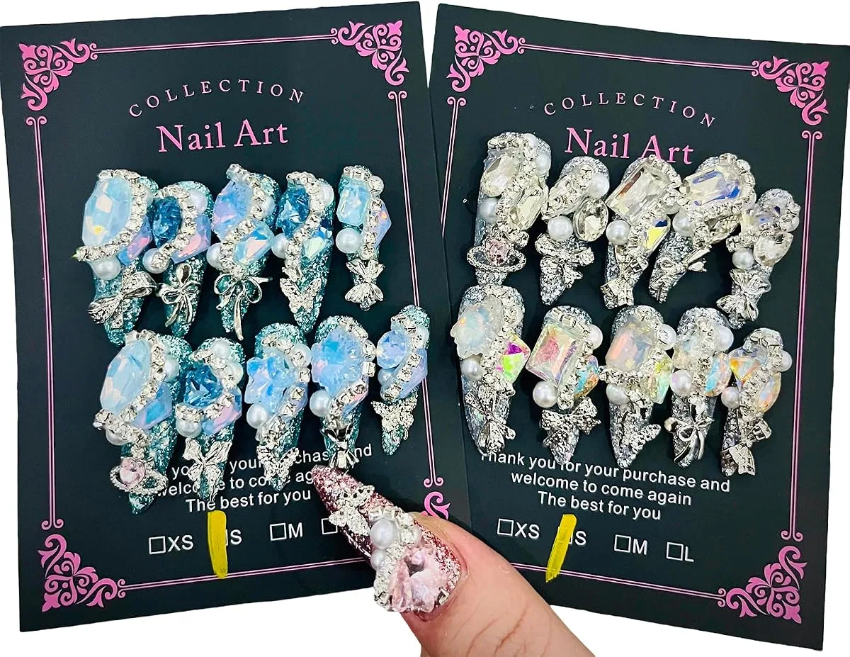 French tip medium fake nails - image 3