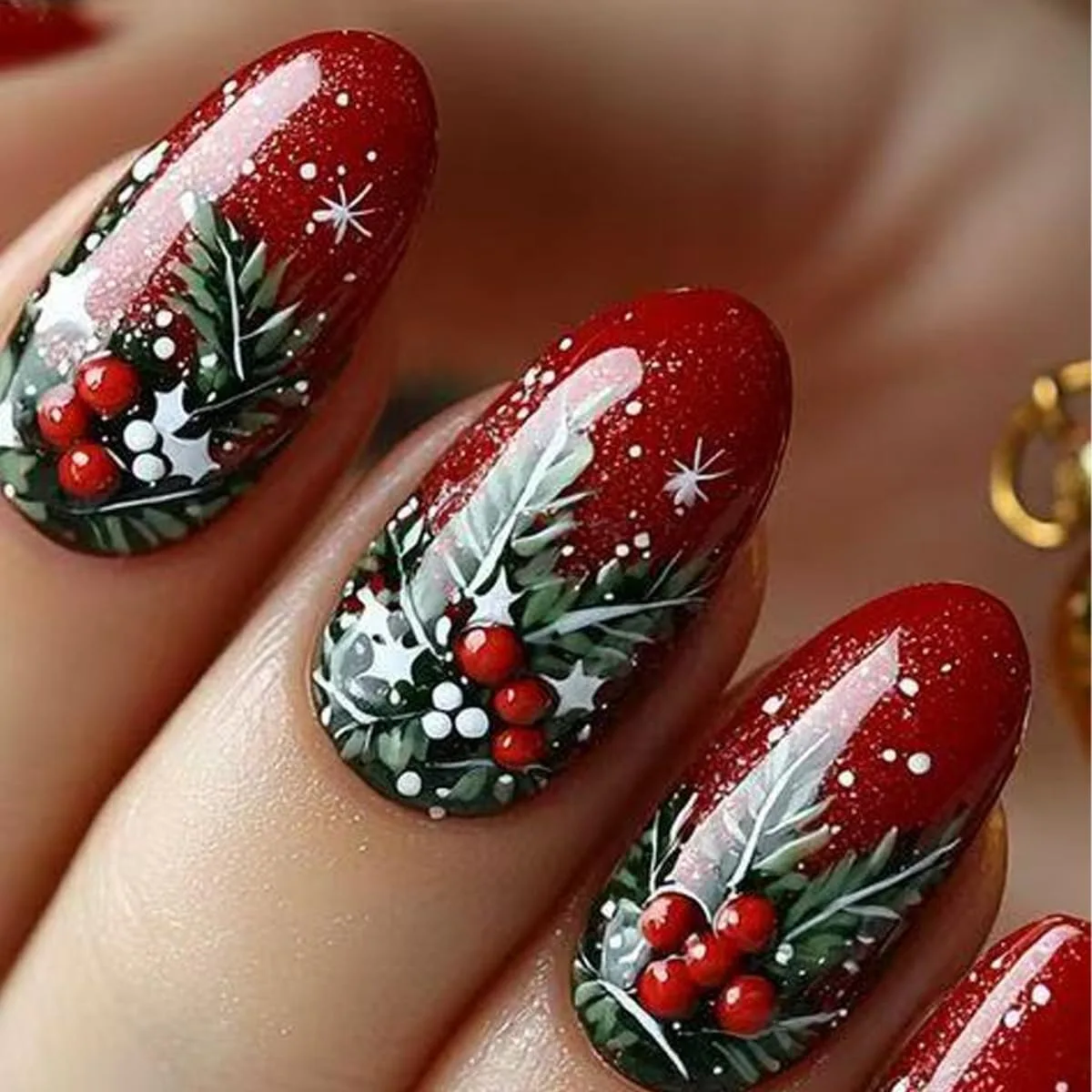 French tip medium fake nails - image 5
